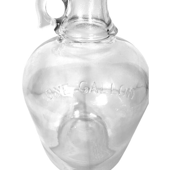 Clear Glass Vintage One Gallon Jug A-128-3 with Finger Loop and Metal Cap - Picture 2 of 5